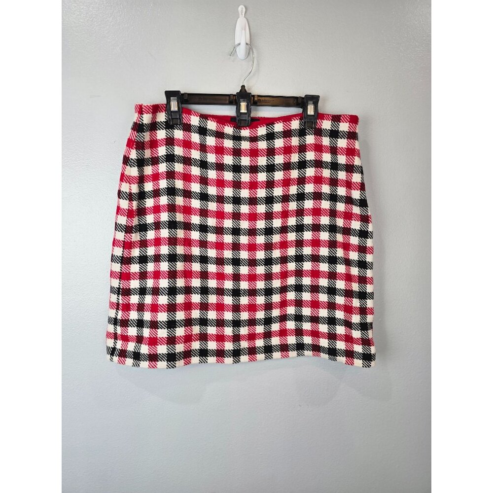 Talbots Skirt Women's Size 16 P Red Plaid Heritage Print Wool Blend Christmas